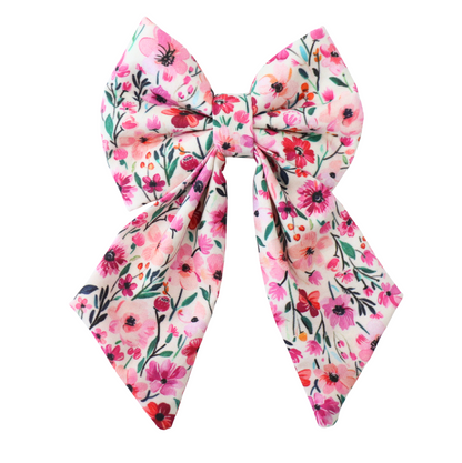 IVORY & PINK FLORAL - SAILOR BOW