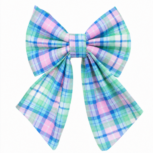 SPRING PLAID (LIGHT BLUE, PINK & GREEN) - SAILOR BOW
