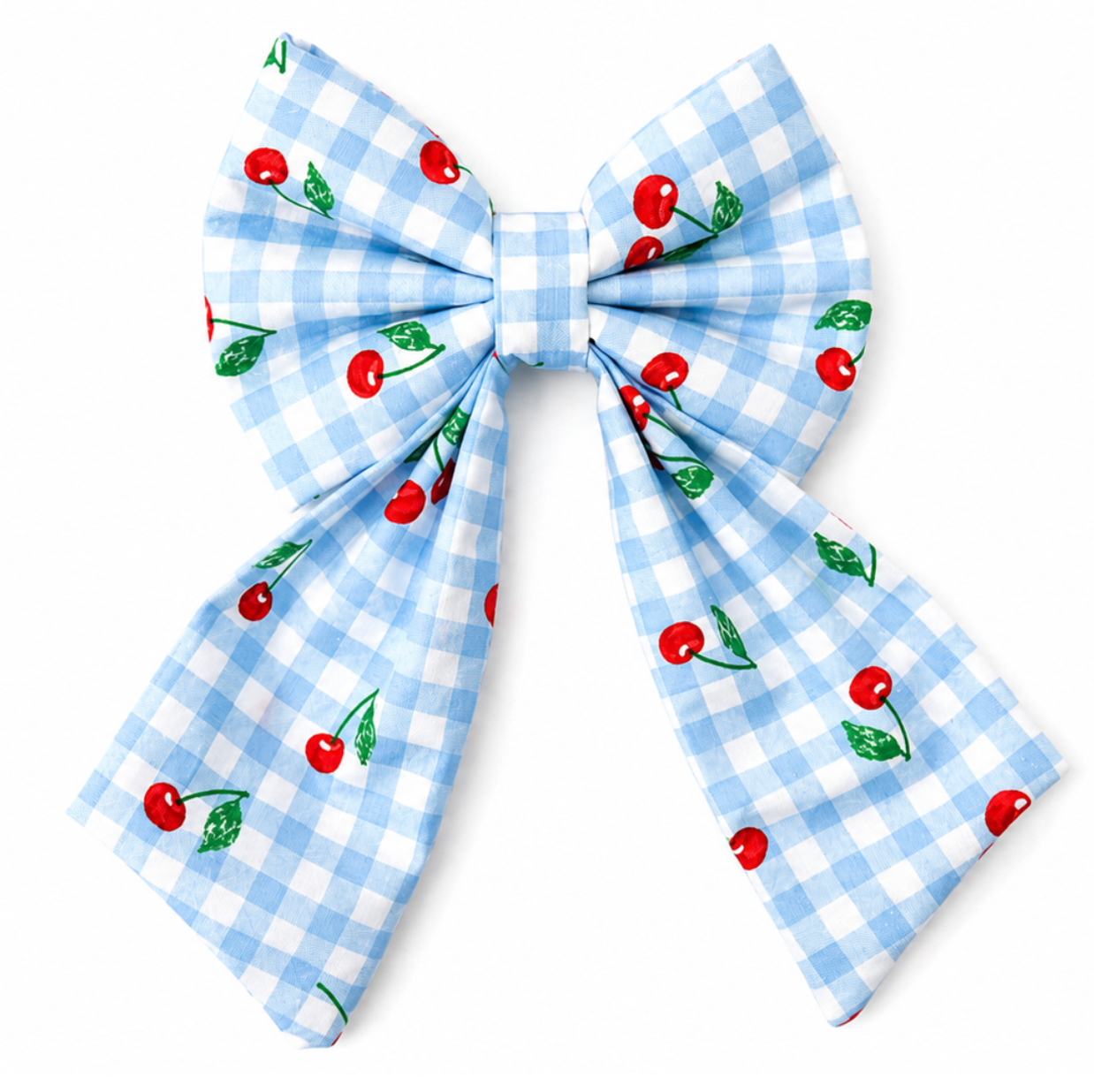 CHERRY LIGHT BLUE PLAID- SAILOR BOW