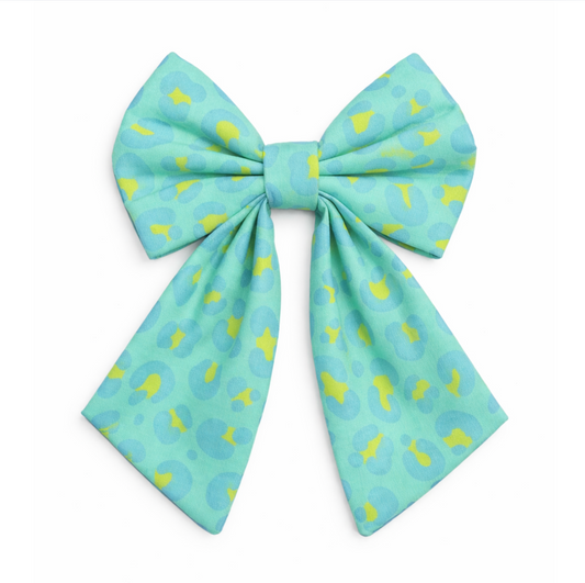 TEAL ANIMAL PRINT - SAILOR BOW