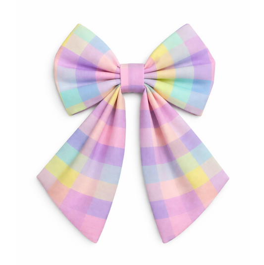 PURPLE SPRING PLAID - SAILOR BOW