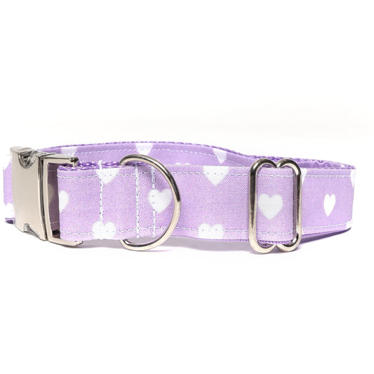 LAVENDER WITH WHITE HEARTS - DOG COLLAR