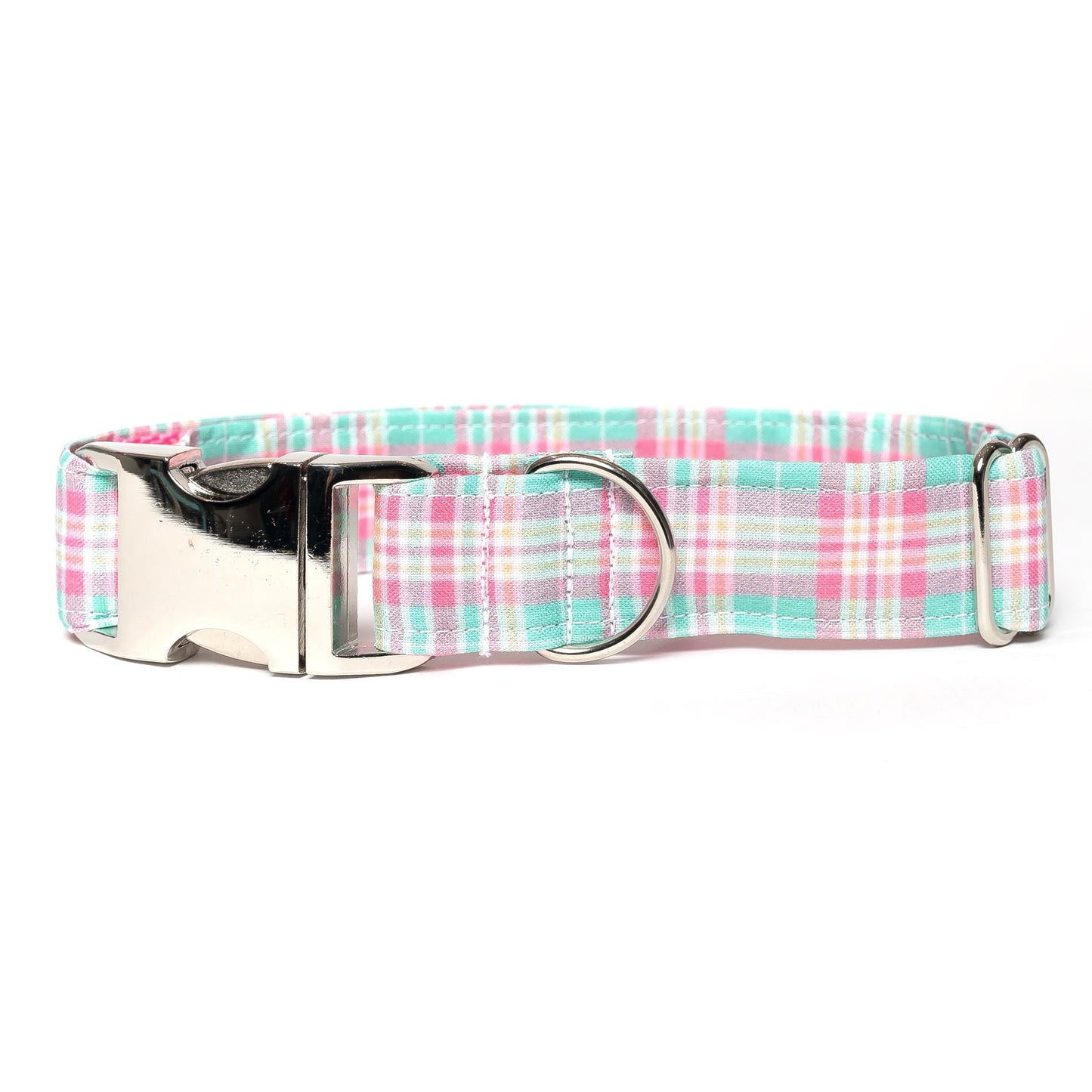 MINT AND PINK PLAID - DOG COLLAR