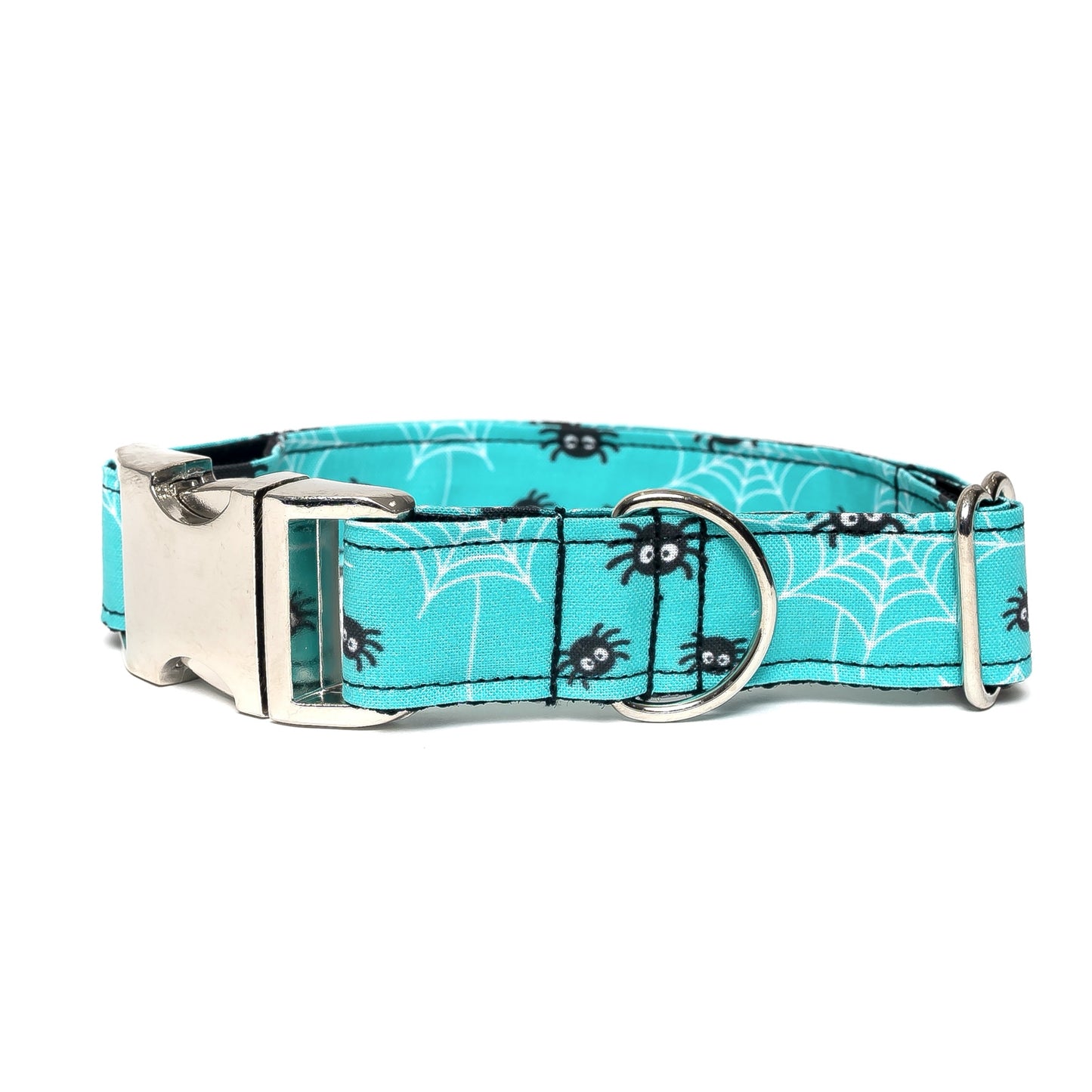 TEAL WITH SPIDERS - DOG COLLAR