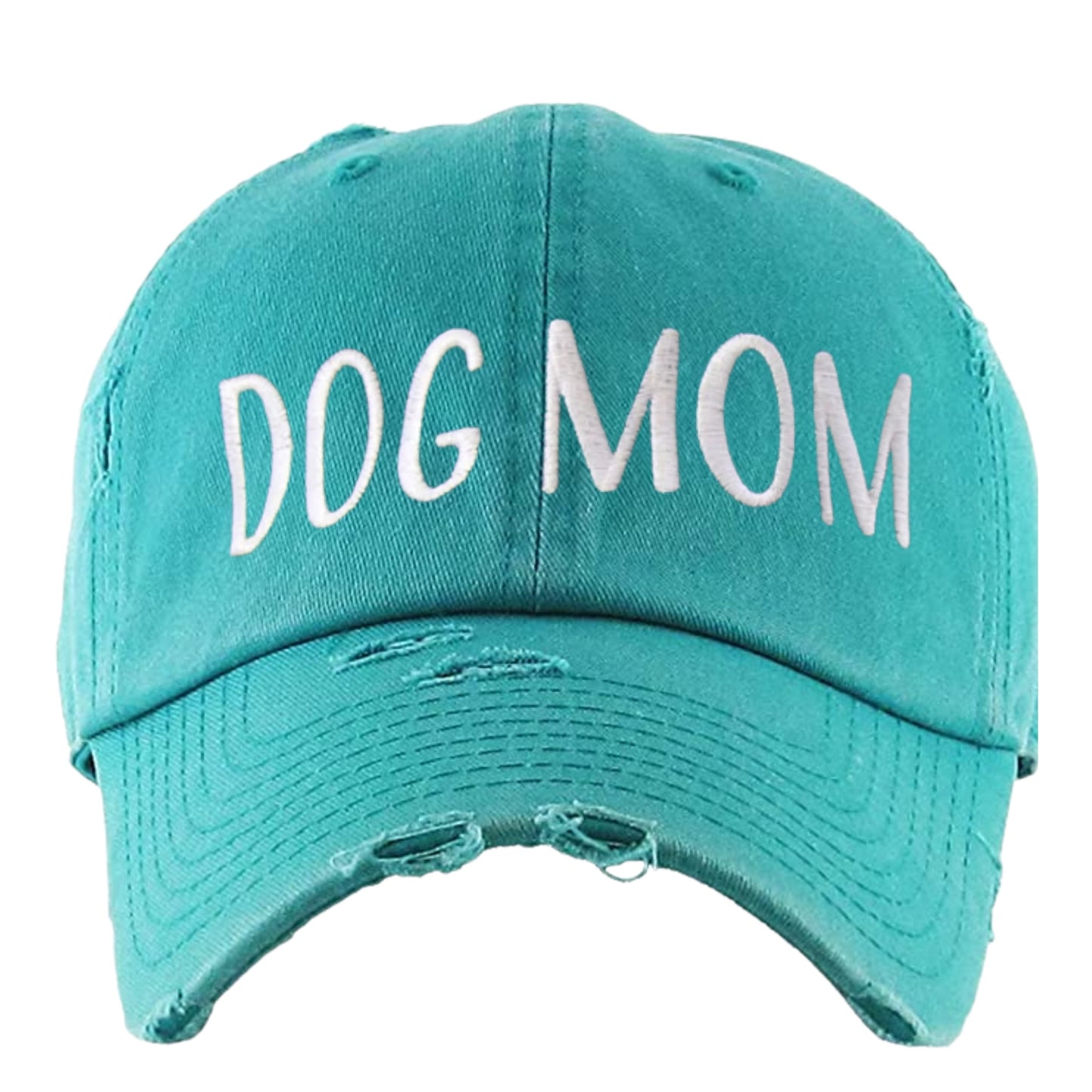 DOG MOM DISTRESSED TEAL HAT - BY DAPPER DEXTER