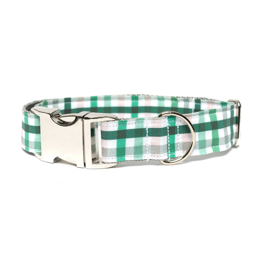 GREEN & GRAY PLAID - DOG COLLAR