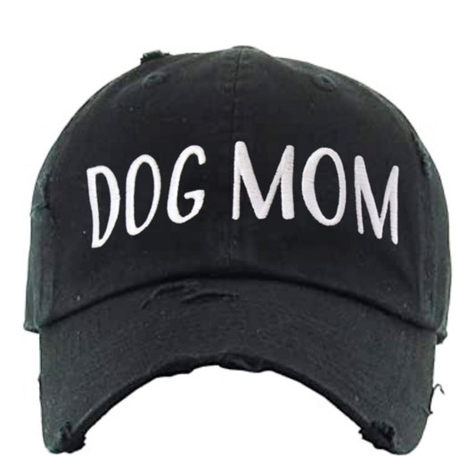 DOG MOM DISTRESSED BLACK HAT- BY DAPPER DEXTER