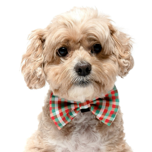 RED, GREEN AND WHITE PLAID -  BOW TIE