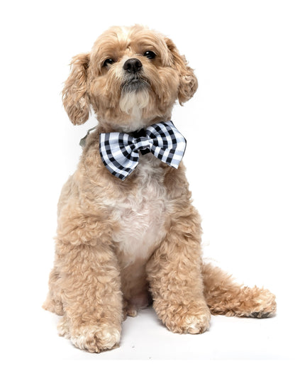 BLACK AND WHITE GINGHAM PLAID - BOW TIE