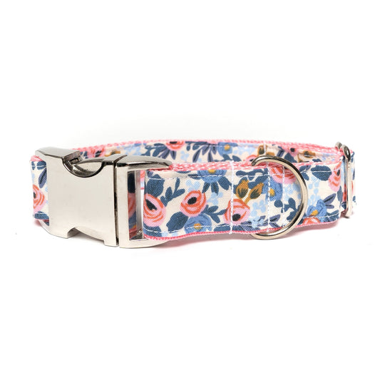 PERIWINKLE RIFEL CO FLORAL- DOG COLLAR